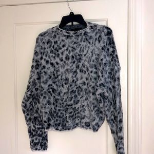 Ann Taylor Snow Leopard Print Sweater -L